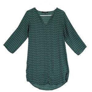 19 Cooper Women's XS Green Geometric Shift Knee-Length Dress Lagenlook Career